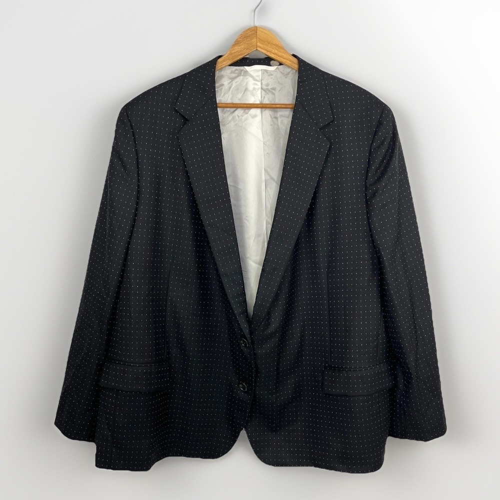 Tom James Holland & Sherry Custom Blazer Black‎ Polka Dot Womens 54" Chest = 4X